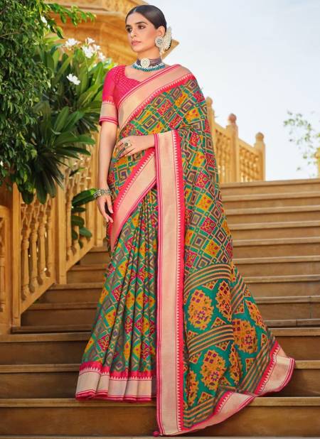 Multi REWAA SAMANTHA Heavy Wedding Wear Fancy Soft Patola Designer saree Collection R 351-C